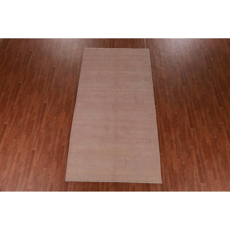 Hand Knotted Oriental 100% Wool Carpet Modern Solid Peach Gabbeh Area Rug - 10' 3'' X 5' 3''