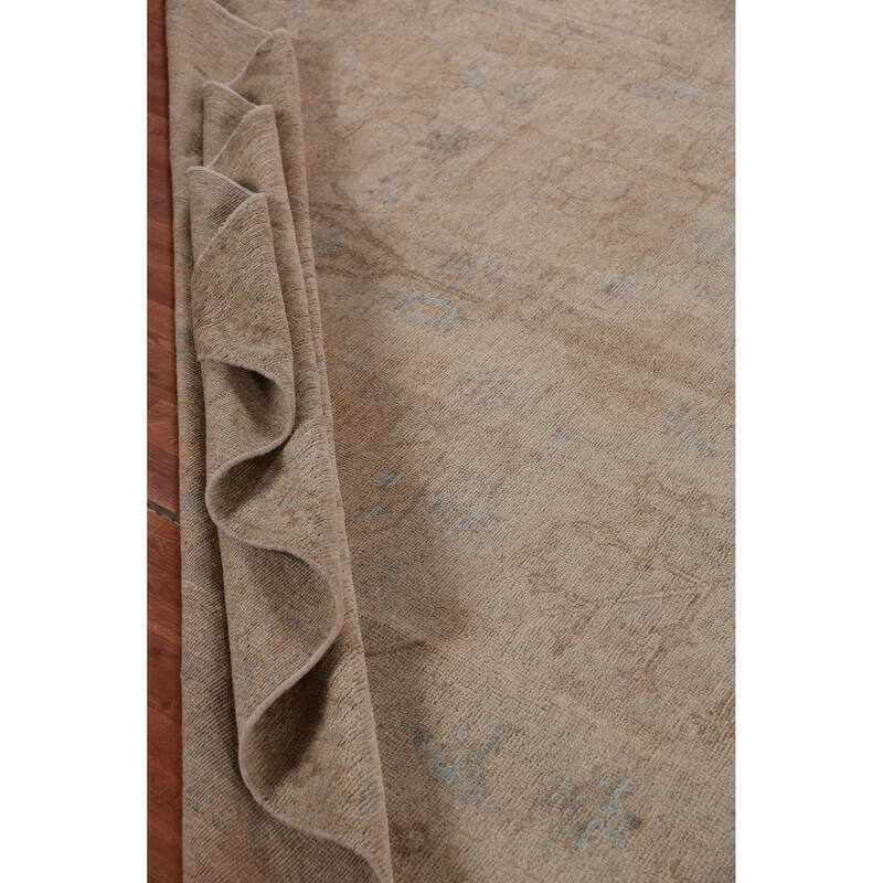 Hand Knotted Oriental 100% Wool Carpet Transitional Floral Beige & Ivories Oushak Area Rug - 9' 11'' X 8' 0''