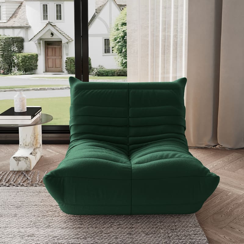Single Lazy Sofa Teddy Fabric Soft Sponge Lounger Bean Bag Chair