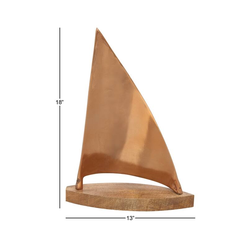 Brown Aluminum Metal Sail Boat Decorative Sculpture
