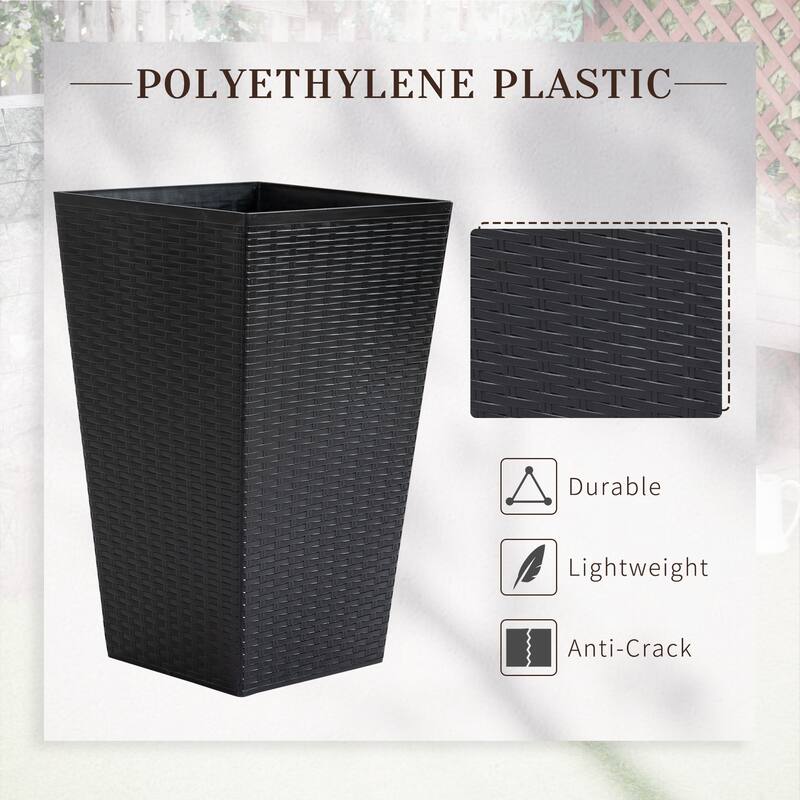 Set of 3 Rattan-Like Indoor/Outdoor Planter Pots with Self-Drainage