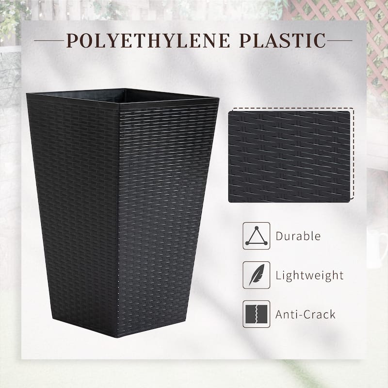 Tall Planters with Drainage Hole, Outdoor Flower Pots, Indoor Planters Set of 3