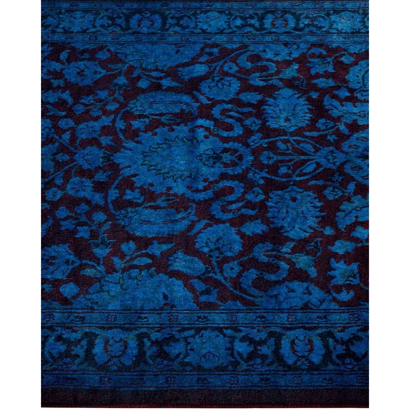 Overton Hand Knotted Wool Vintage Inspired Modern Contemporary Overdyed Navy Runner Rug - 2' 6" x 12' 1"