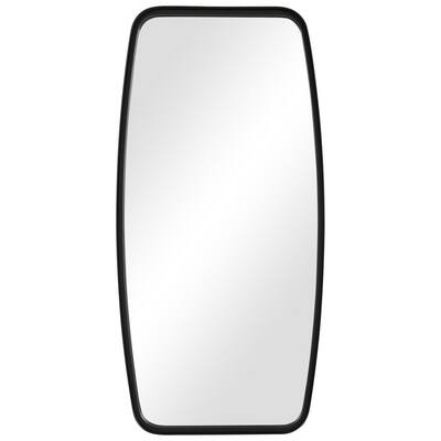 Rectangular Metal Frame Mirror with Curved Edges, Black