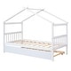 preview thumbnail 4 of 7, White Whimsical Twin Size Wooden House Bed with Trundle - Solid Pine Construction