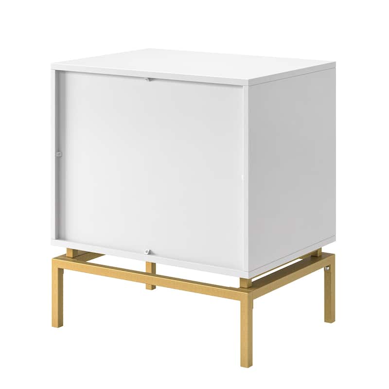 Volkard 25" Mid-century 2-Drawer Storage Nightstand with 2 Drawers Set of 2 by HULALA HOME
