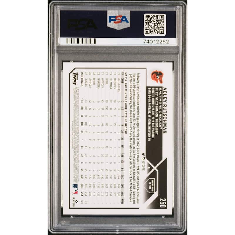 Adley Rutschman 2023 Topps Baseball Rookie Card #250 Graded PSA 10 - 8'6" x 11'6"