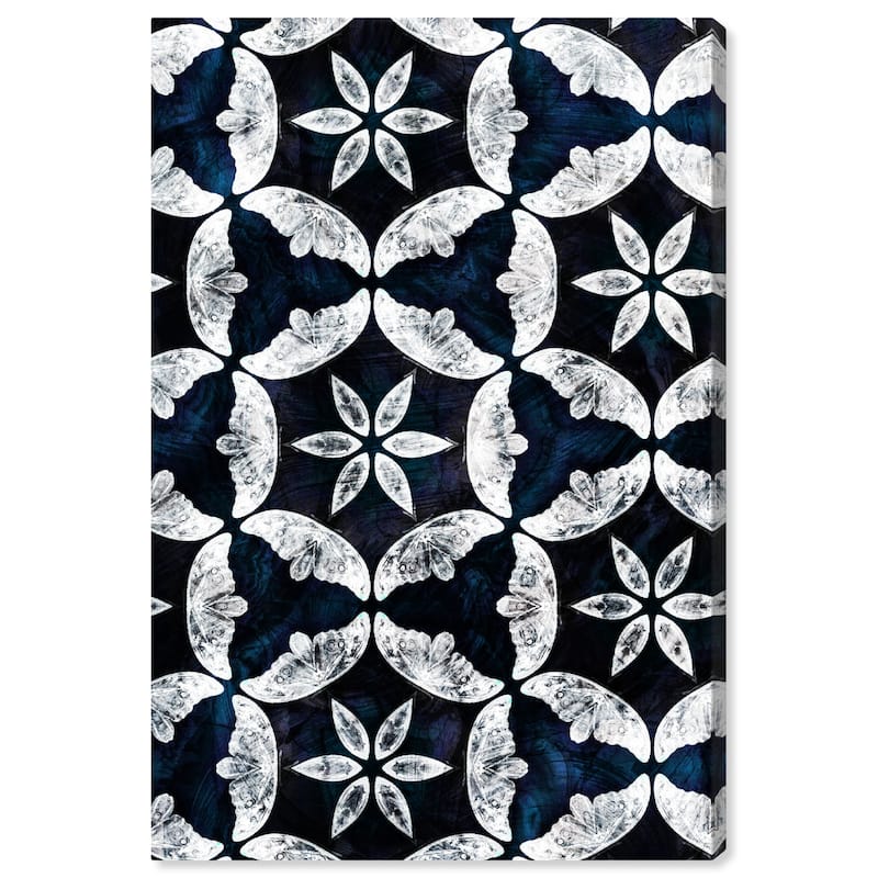 Wynwood Studio Canvas Animals Butterfly Kalidescope Blue and Dark Blue Modern & Contemporary Wall Art Canvas Print