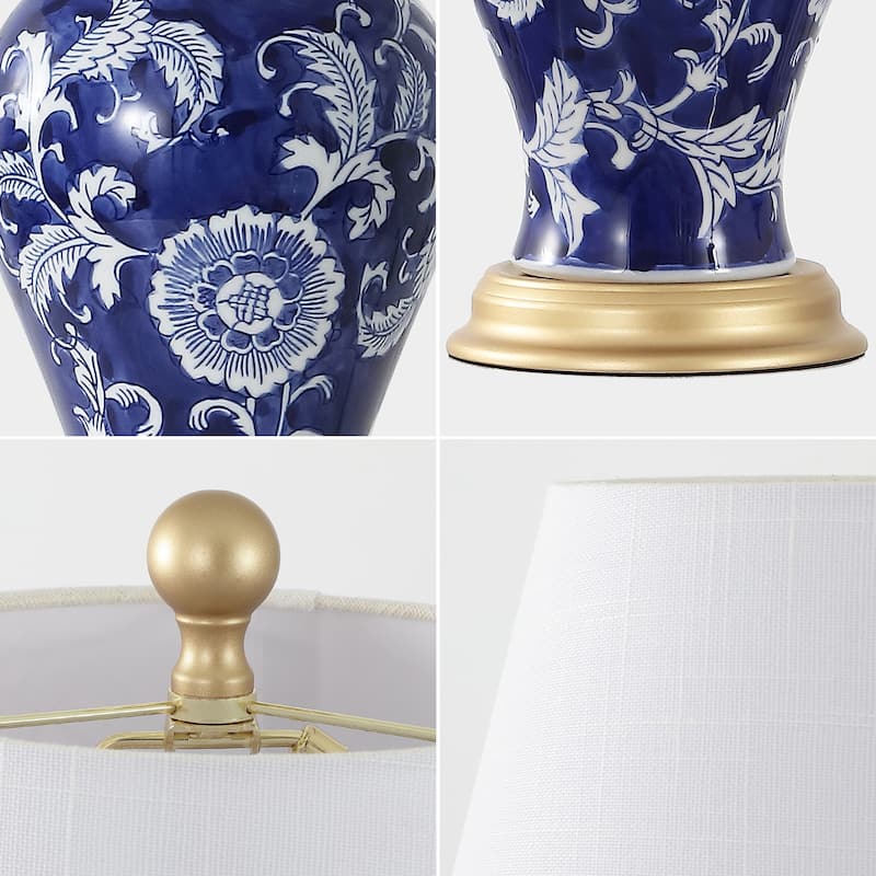 Grace 24" Floral LED Table Lamp, Multi/Brass by JONATHAN Y