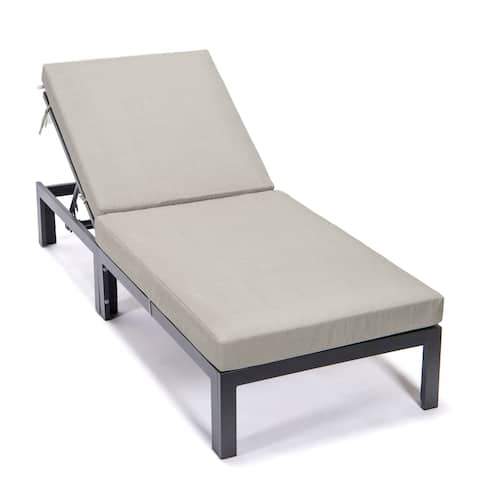LeisureMod Chelsea Aluminum Patio Chaise Lounge Chair With Cushions