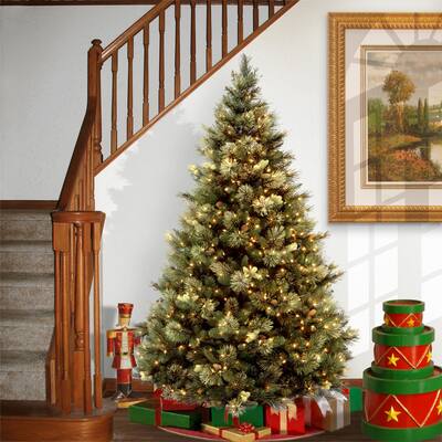 National Tree Company 6.5 ft. Carolina Pine Flocked Pre-lit Christmas Tree w/ Cones - 6.5 Foot