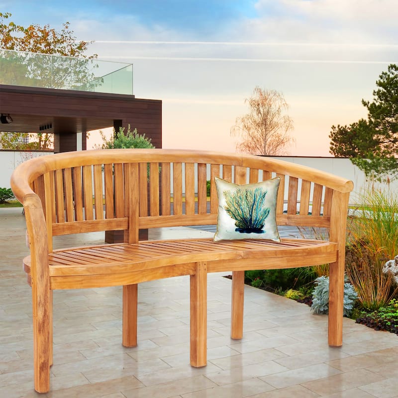 Chic Teak Peanut Outdoor Teak Wood Patio & Garden Double Bench