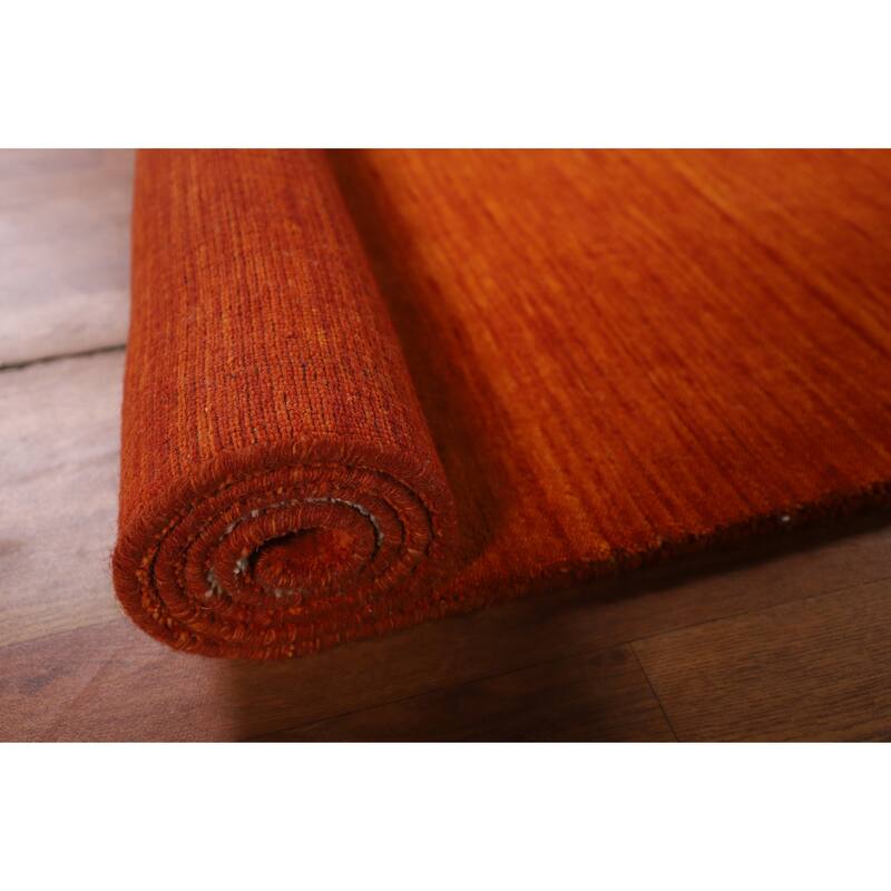 Hand Knotted Oriental 100% Wool Carpet Tribal Stripe Oranges & Rust Gabbeh Runner Rug - 10' 9'' X 2' 6''