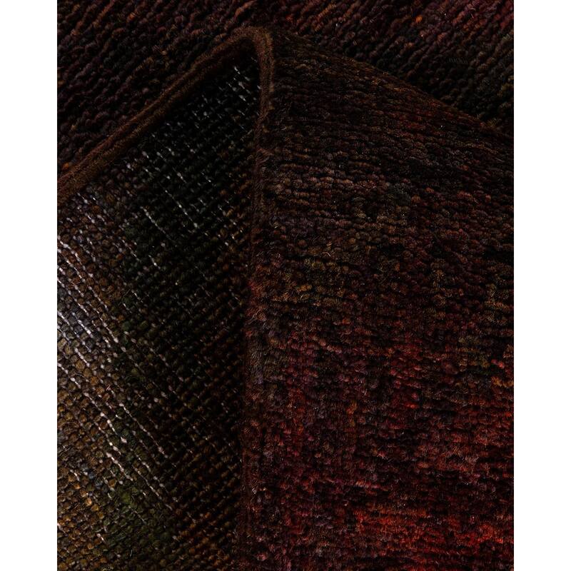 Overton Hand Knotted Wool Vintage Inspired Modern Contemporary Modern Brown Runner Rug - 2' 6" x 8' 2"