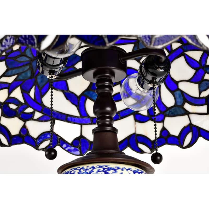 Akiko 3-light Blue Glass 21-inch Double-lit Tiffany-style Table Lamp