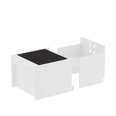 White Kids Table and Chair Set 2 in 1 Convertible Design with Writable Board Adjustable Height Durable MDF for Study and Play