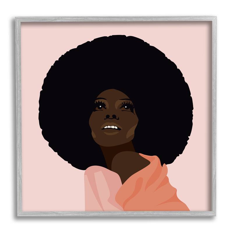Stupell African American Woman Wearing Pink Glam Fashion Framed Wall Art - Brown
