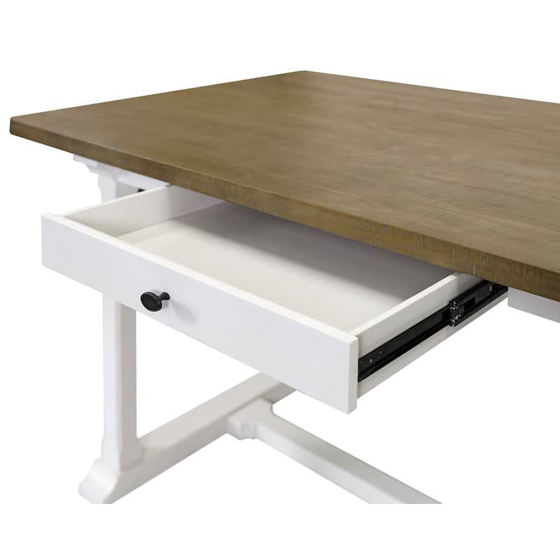 Modern Wood Counter Height Kitchen Dining Table and Four Stools, Brown