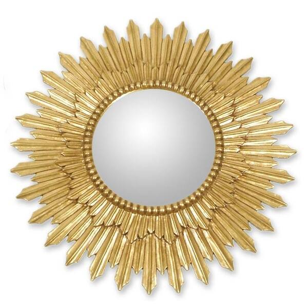 slide 4 of 3, Handmade Sunbeams Mohena Wood Frame Mirror(Peru) Gold