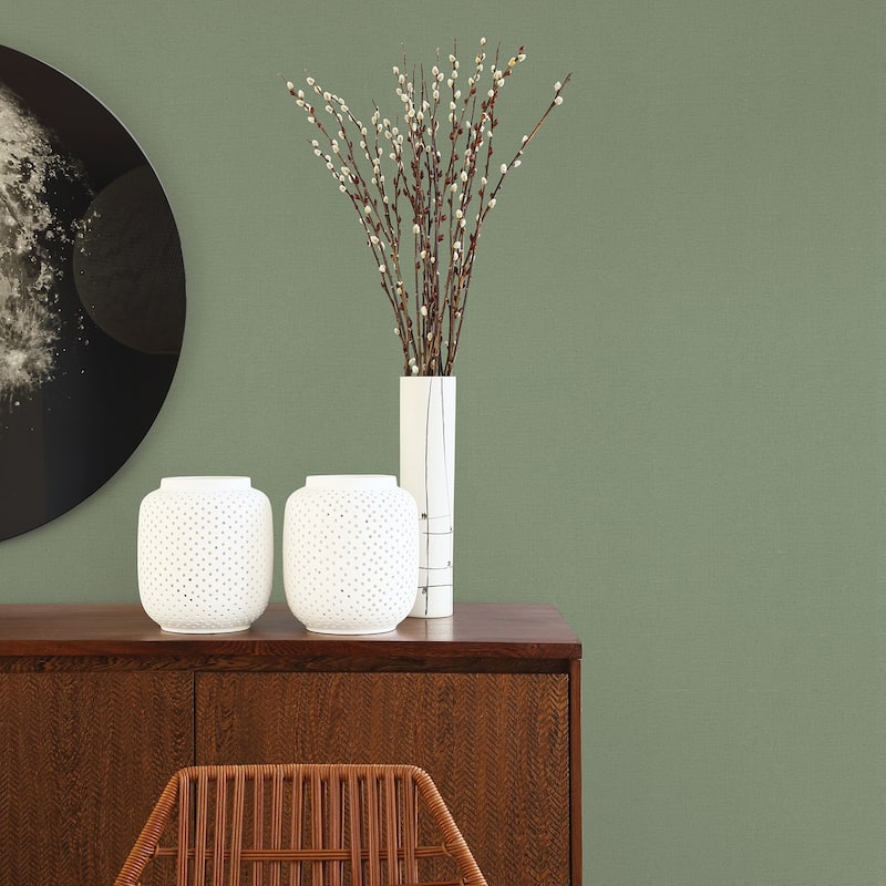 A-Street Prints Meade Green Fine Weave Wallpaper