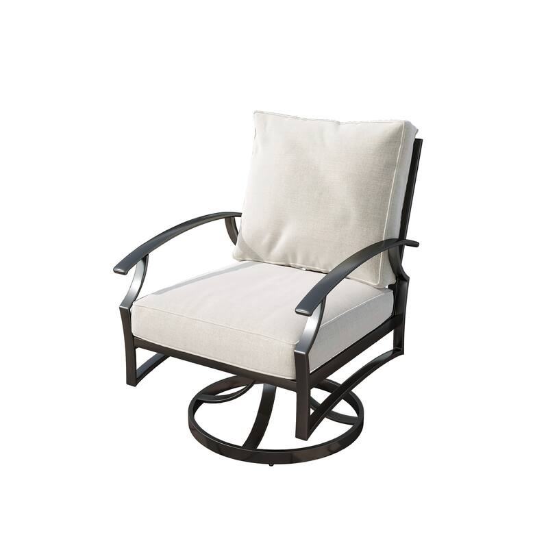 5-Piece Outdoor Patio Metal 74" W Sofa/ Swivel Chair Seating Group