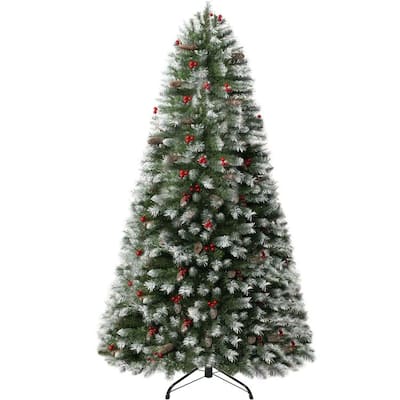 Vancouver Artificial Christmas Tree, Prelit Christmas Tree, Pre-Decorated Spruce Christmas Trees with Tips and Lights