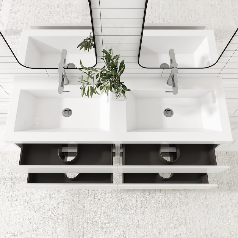 Floating Bathroom Vanity with two Resin Top