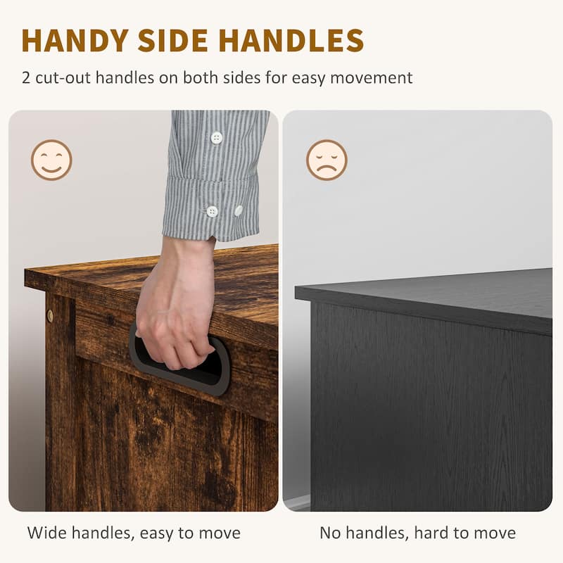 Rustic Brown Wooden Storage Chest Trunk with Lid and Large Capacity Shoe Bench - 29.9" L x 15.7" W x 18.9" H
