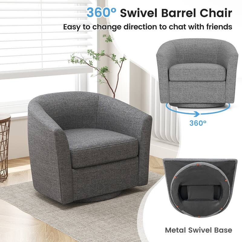 Modern Swivel Accent Chair with Ottoman for Living Room or Bedroom
