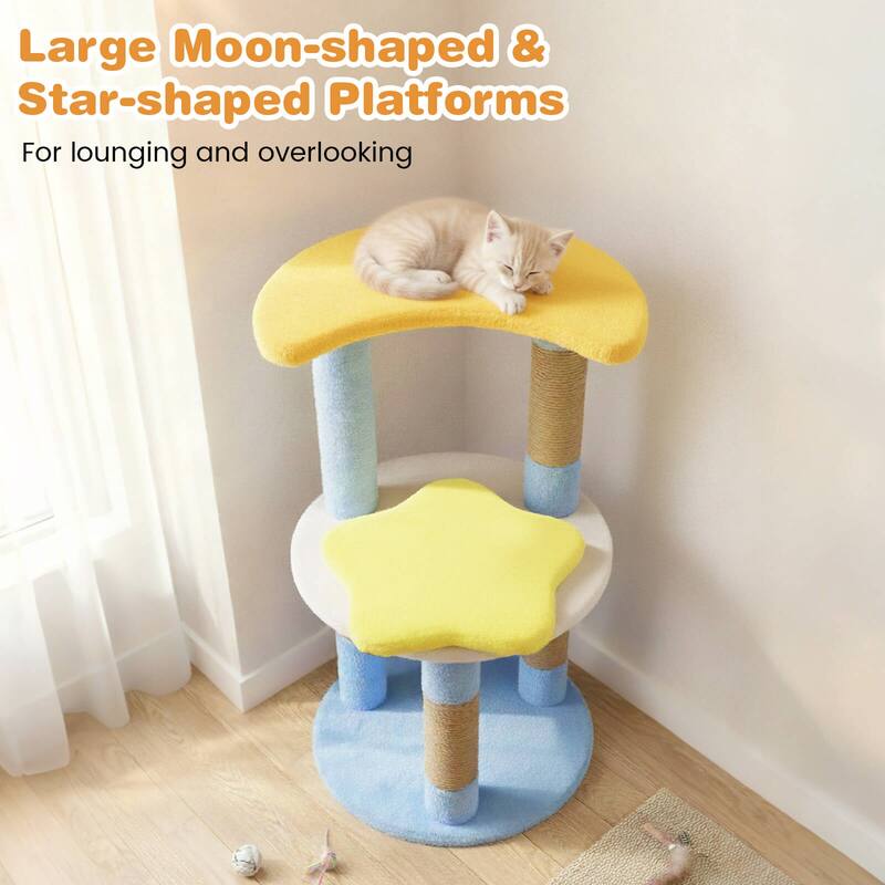 Costway 29” Cute Modern Cat Tree with Star & Moon Shaped Platforms, - See Details
