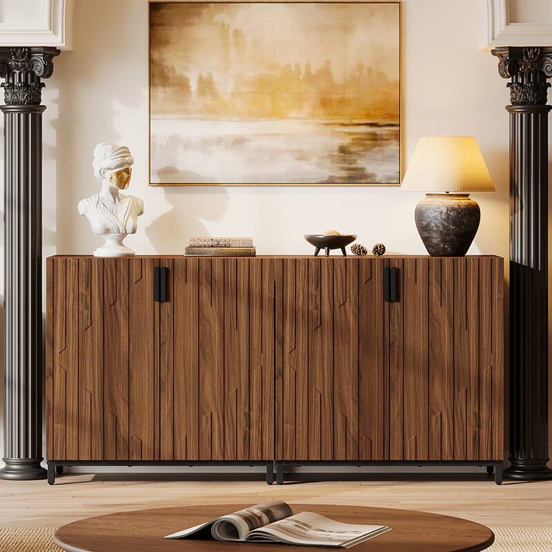 59" Sideboard Buffet Cabinet, Fluted Modern Buffet Table