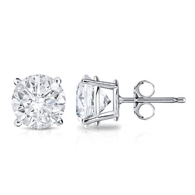 Auriya 2 carat TW Round Clarity-Enhanced Diamond Stud Earrings 18K Gold (E-F, I2-I3)