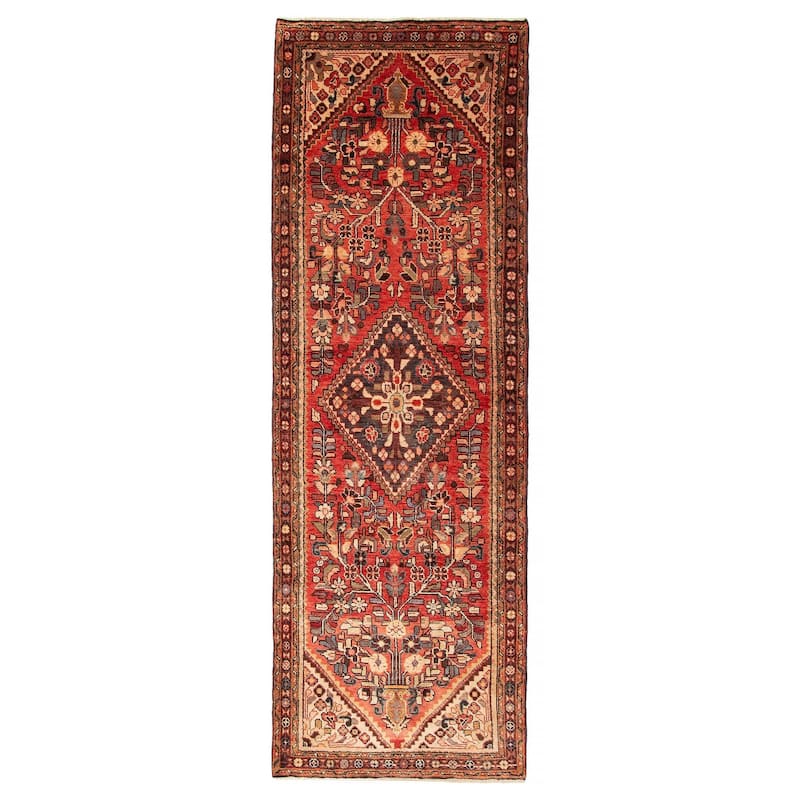 ECARPETGALLERY Hand-knotted Andelz Red Wool Rug - 4'0 x 10'2 - Red - 4'0 x 10'2