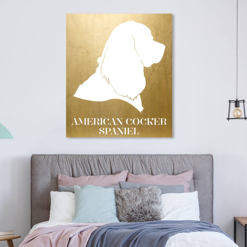 Oliver Gal 'American Cocker Spaniel Inverted' Animals Wall Art Canvas Print - Gold, White