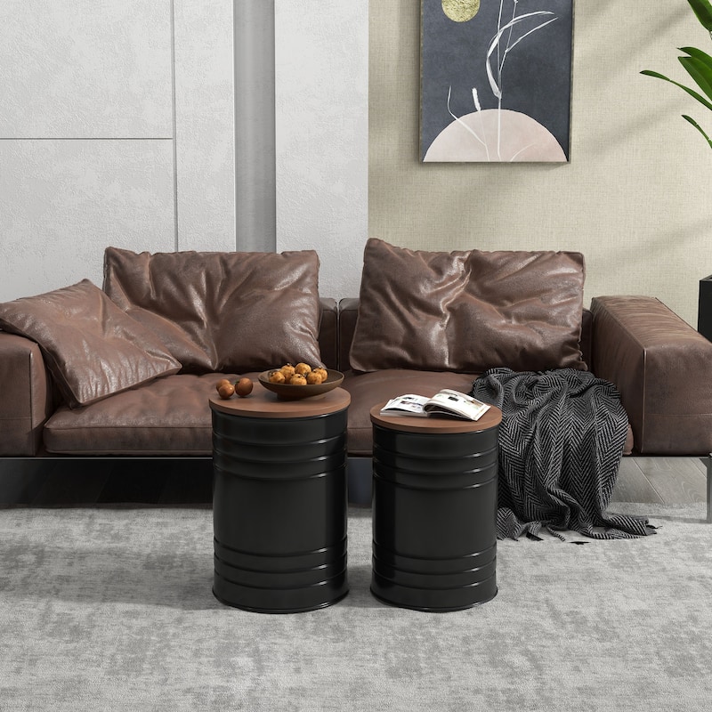 Nesting Storage Ottomans Set of 2 with Lids, Hidden Space