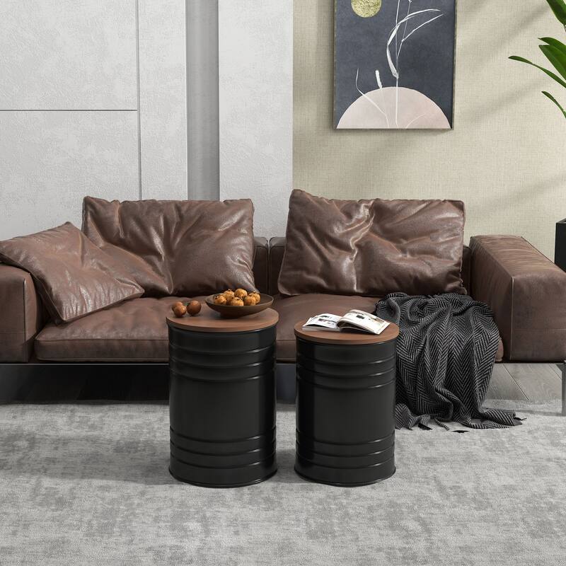 Nesting Storage Ottomans Set of 2 with Lids