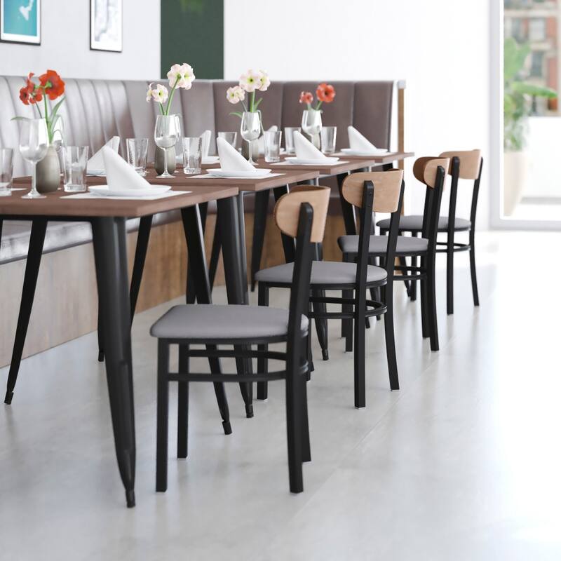 2PK Commercial Metal Dining Chairs with Boomerang Back
