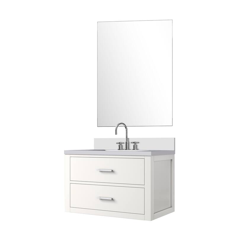 Castor Bath Vanity with Quartz Top, Sink, Mirror and Faucet