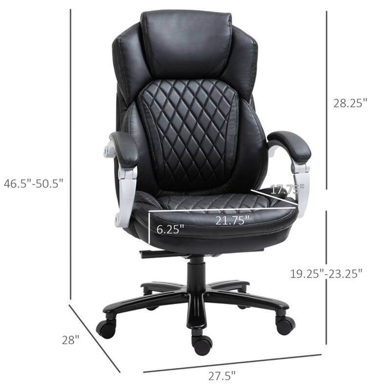 Black Adjustable Height High Back Office Chair with Adjustable Armrest and Smooth Rolling Wheels