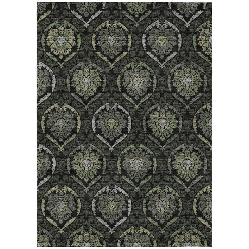 Machine Washable Indoor/ Outdoor Chantille Traditional Damask Rug