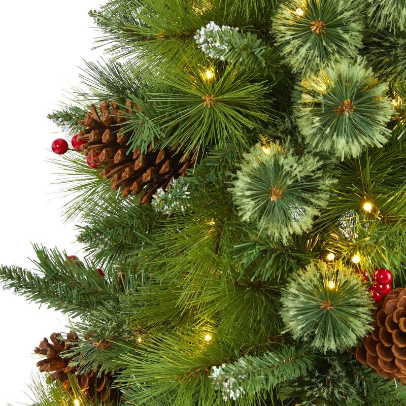 5' Montana Mixed Pine Artificial Christmas Tree with Pine Cones, Berries and 250 Clear LED Lights
