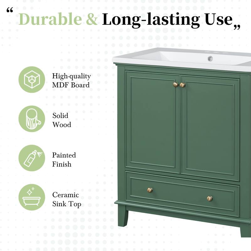 Bathroom Vanity with Sink, Bathroom Storage Cabinet with 2 Doors and 1 Drawer, Vanity Set with Adjustable Shelf
