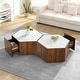 preview thumbnail 18 of 28, Christopher Knight Home Hexagonal Rustic Retro Wood Coffee Table with Marble Tops and Drawers