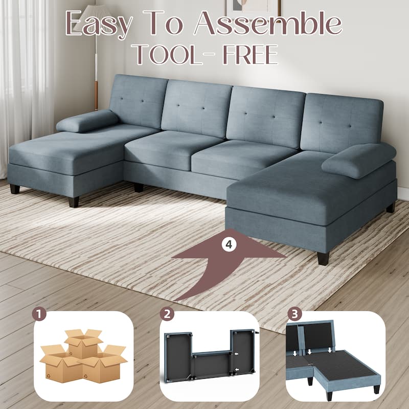 106'' Sectional Sofa with Thick Cushions for Living Room