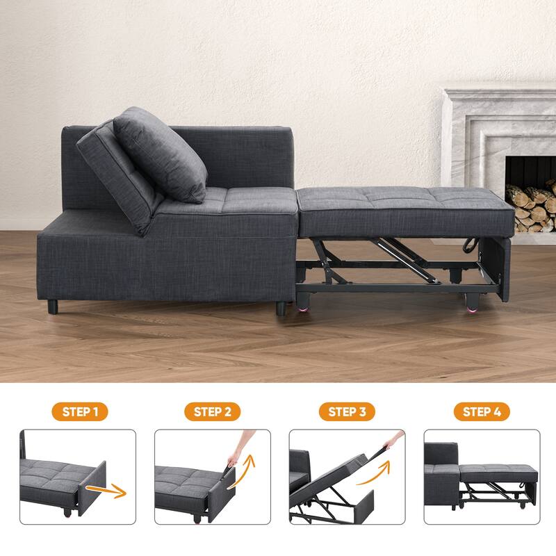 Ainfox Adjustable Sofa Chair Sleeper Sofa Bed Ottoman Couch with Metal Frame