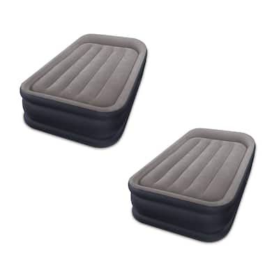 Intex Standard Deluxe Pillow Rest Raised Airbed w/ Built in Pump, Twin (2 Pack)