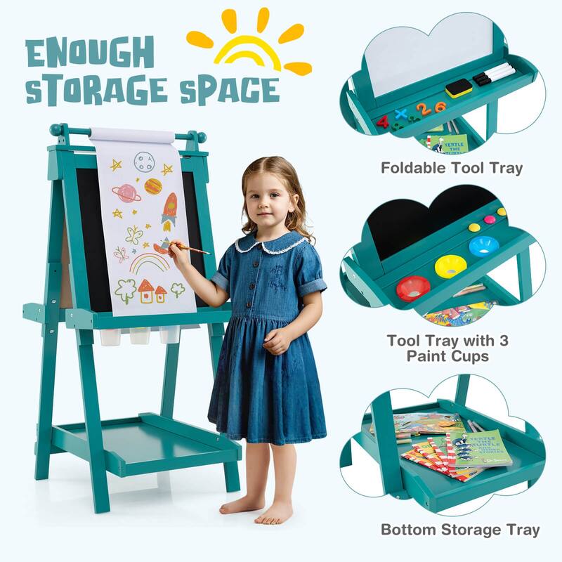 Costway Foldable Easel for Kids 3-in-1 Double-sided Art Easel with - See Details