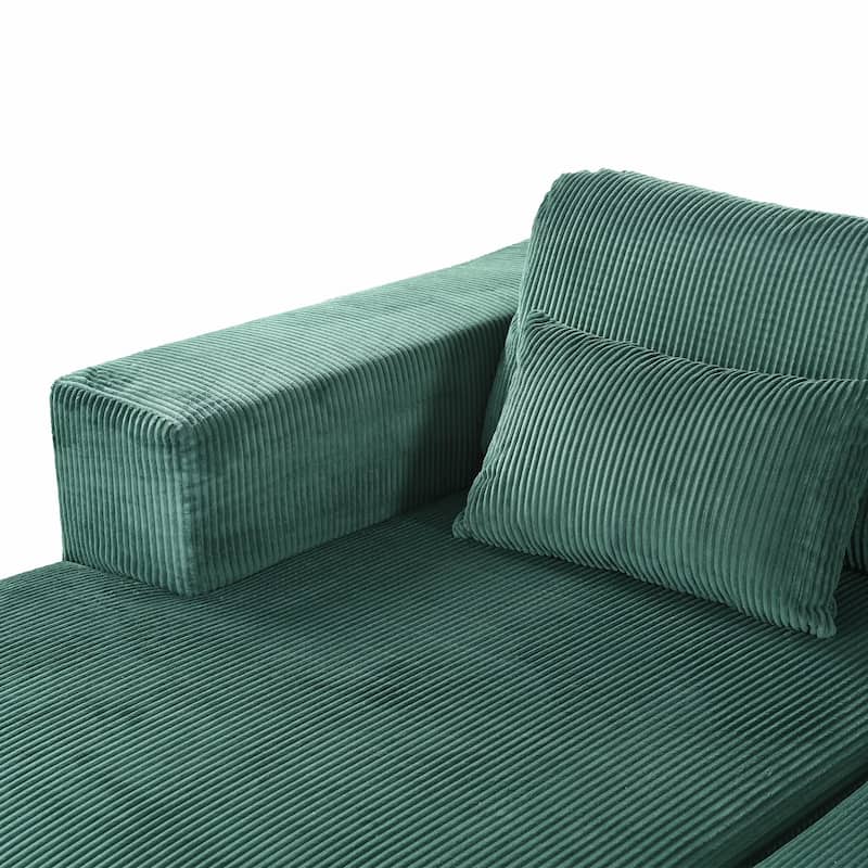 Corduroy Double Sofa Bed with 2 Pillows