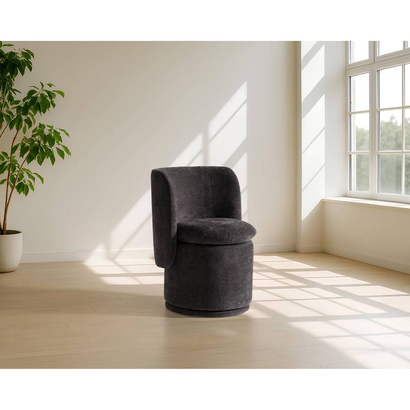 Divani Casa Norris Modern Dark Grey Fabric Swivel Dining Chair