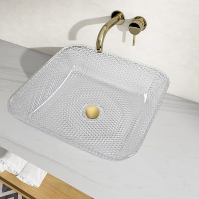 CastelloUSA Decorative 16" Crystal Rectangle Glass Sink